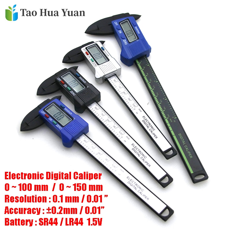 Tao Hua Yuan-calibrador Vernier de fibra de carbono Digital LCD, 150mm, 6 pulgadas, micrómetro, regla de herramienta de medición