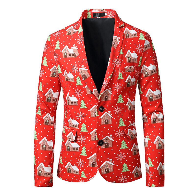 Rood thema kerstblazer heren casual enkelrijs heren pakblazers oversize amerikaanse maat xs -2xl: Kleur 03 / 2xl borst 136cm