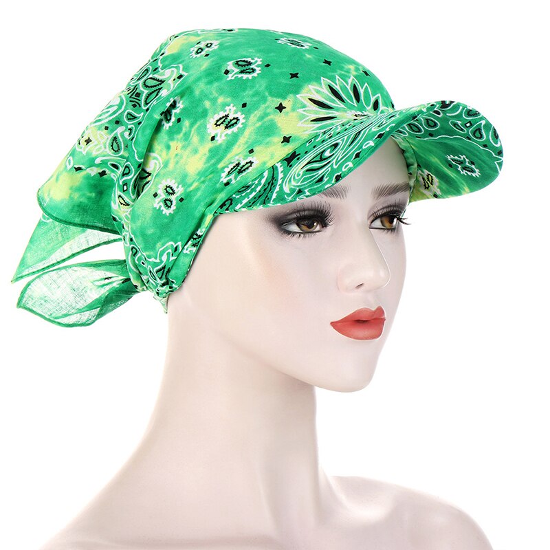 Casquette de Baseball, Bandana Turban carré, style Boho, motif Floral, coton, ajustable, pour femmes et hommes, visière solaire, chapeau Hip Hop: green