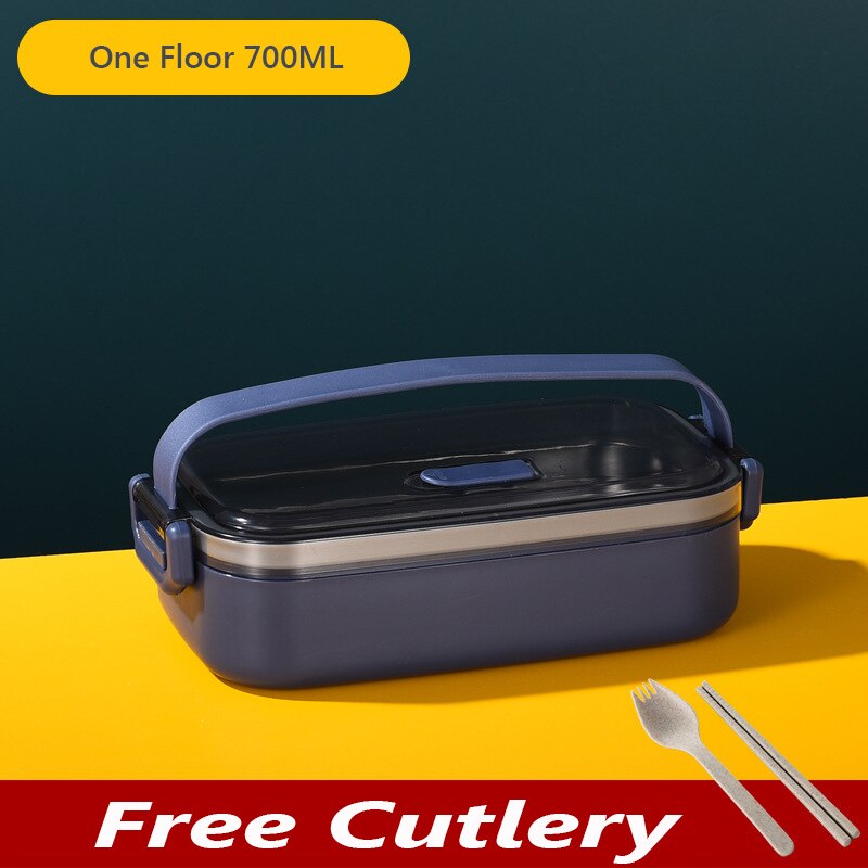 Portable Lunch Box Multilayer Stainless Steel Bento Box For Kids Office Worker Japanese Snacks Food Storage Containers Meal Prep: Single Layer Blue