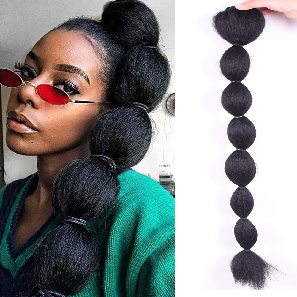 Høj puff afro kinky lige paryk boble hestehale 30 tommer hestehale clipin med snoretræk på syntetisk hår bun extensions