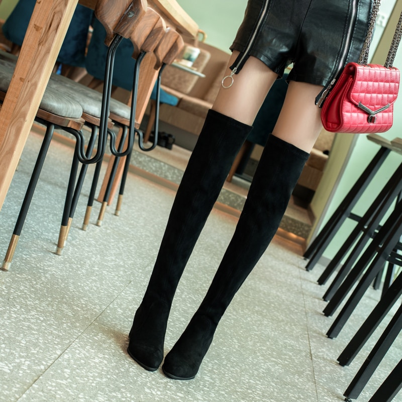 Bottes hautes au dessus du genou pour femmes, chaussures d'hiver élégantes à bout pointu assorties avec tout, à la , a836,