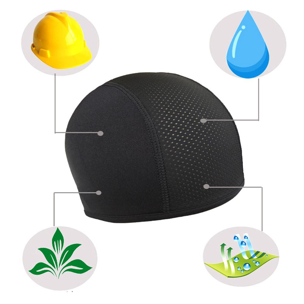Gorros de ciclismo antisudor para deportes al aire libre, de secado rápido, transpirables, a prueba de viento, forro de casco para motocicleta y bicicleta, color negro
