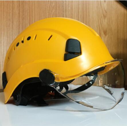 Safety Helmet With Dark Goggles Outdoor Climbing Riding Protective Helmets Working Rescue Hard Hat ABS Work Cap: yellow clear lens