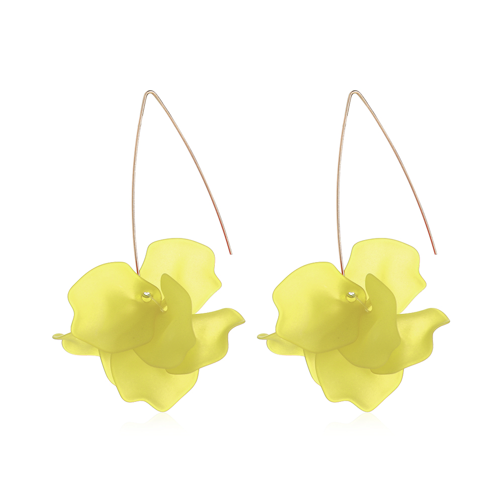 1 par nuevos diseños multicolor Flor de resina de pendientes largos Bohemia hecho a mano pétalos pendientes colgantes para de mujer: 1-Yellow