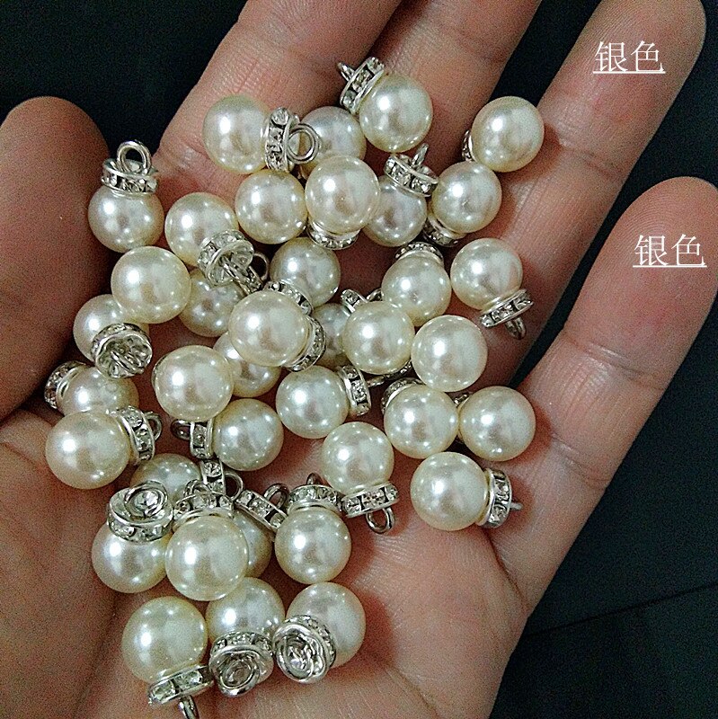 Cuentas de perlas blancas de costura redondeada, perla en forma de lágrima, apliques, decoración, pulsera, colgante, fabricación de joyas, 20 Uds.: silver / 12mm