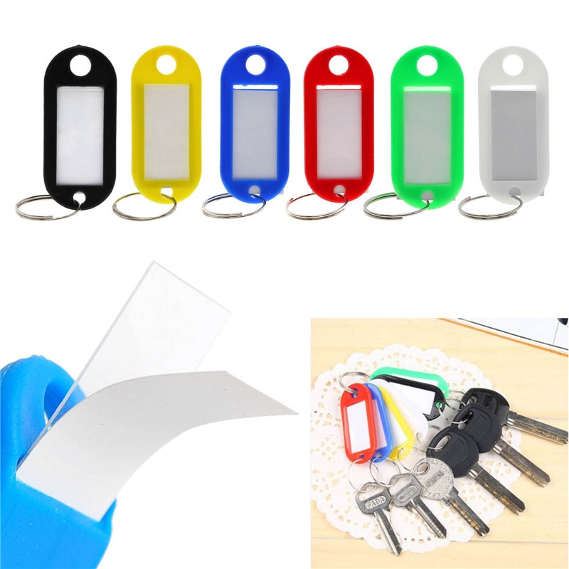 Étiquettes de clé en plastique assorties | 10 pièces, anneaux de clé, étiquettes d'identification, carte porte-étiquette,