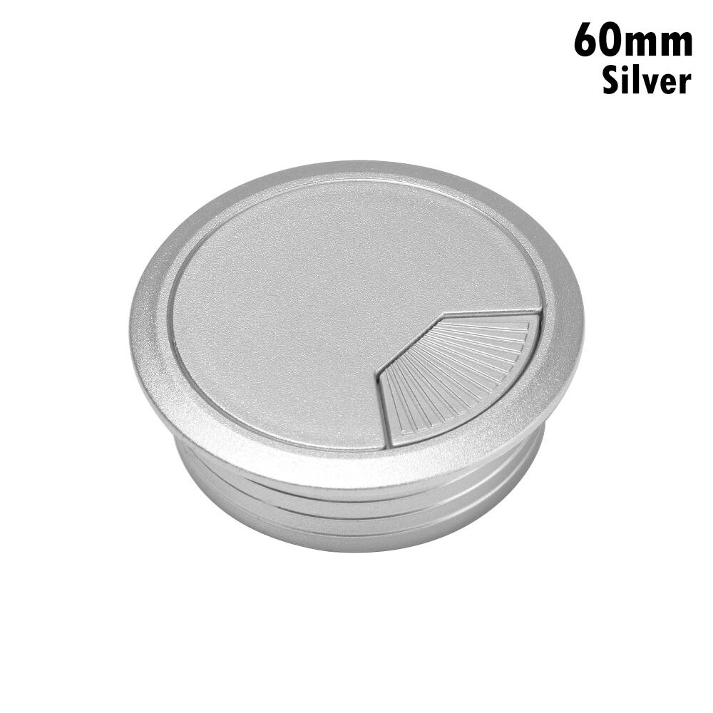 60/80mm Desk Table Plastic Cable Hole Cover PC Computer Desk Round Wire Tidy Grommet: silver-60mm