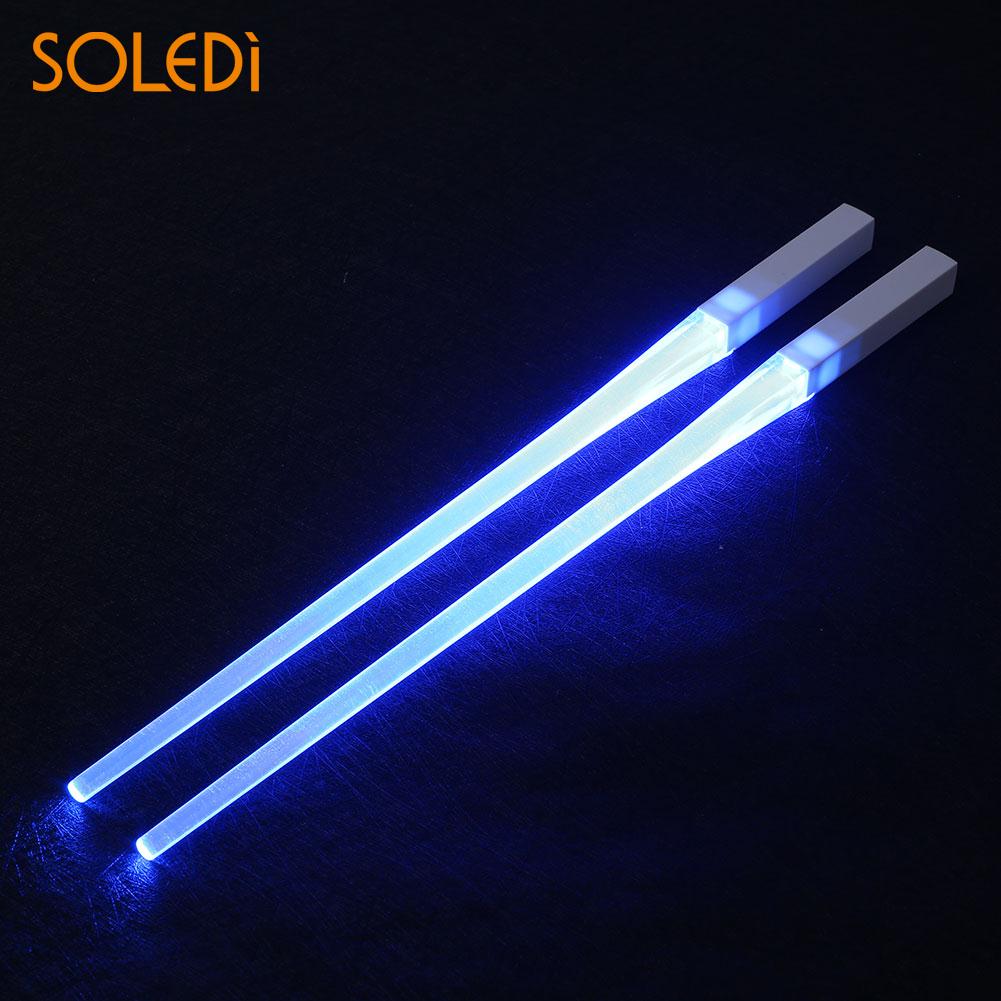 Palillos luminosos de 8 colores, Accesorios luminosos para cocina, hogar, decoración de comedor, , ABS, luz LED, 2 uds.: blue