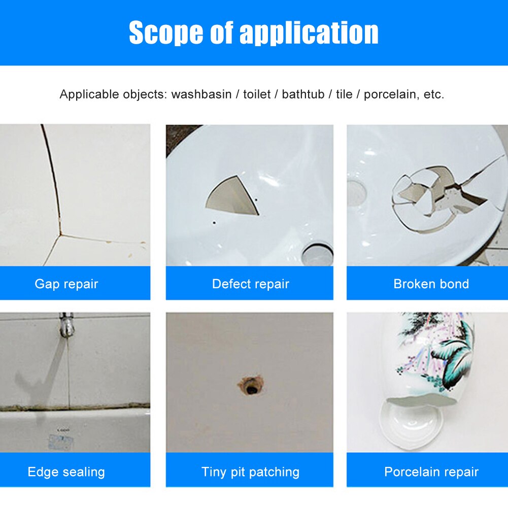 Tegel Reparatie Agent Plakken Bad Reparatie Kit Witte Tegel Douche Reparatie Kit Voor Glasvezel Porselein Keramische Fix Crack BV789