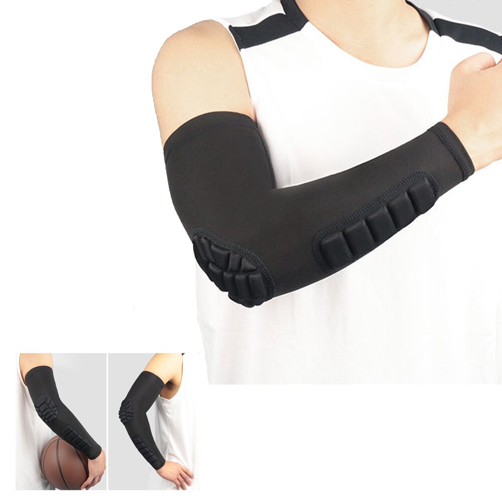 MTATMT 1Pcs Elbow Pads Compression Shooter Sleeves Men Women Arm Sleeve with Pad for Basketball Football Volleyball Baseball: Black / L