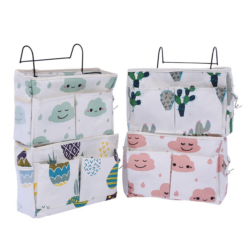 Bedside Storage Bag Crib Bed Side Pouch Hanging Organizer Nappy Holder Pockets Crib Accessories Bag Storage Holder Bed Organizer