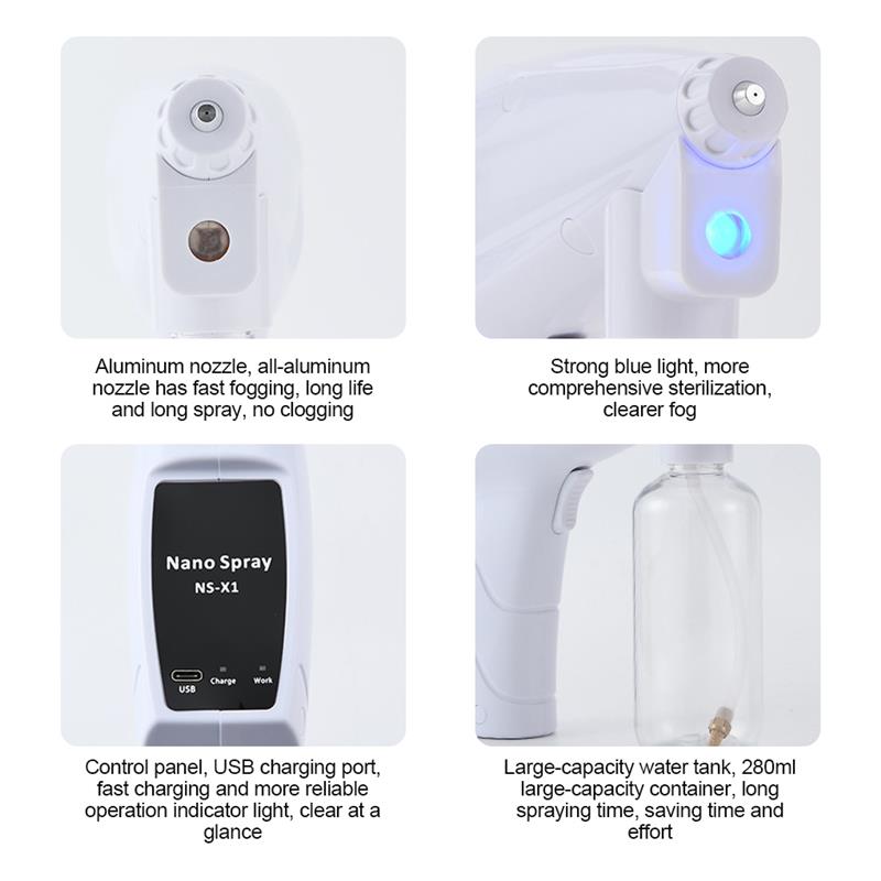 Spray Atomizer 280ml Electric Rechargeable Cleaning Sprayer Wireless Handheld Hair Fogger Machine