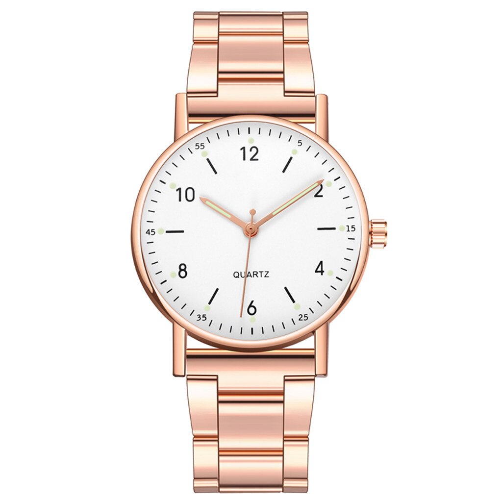 Dames haut de gamme montre à Quartz en acier inoxydable cadran lumineux loisirs montre dames acier femmes Bracelet montres relogio: C