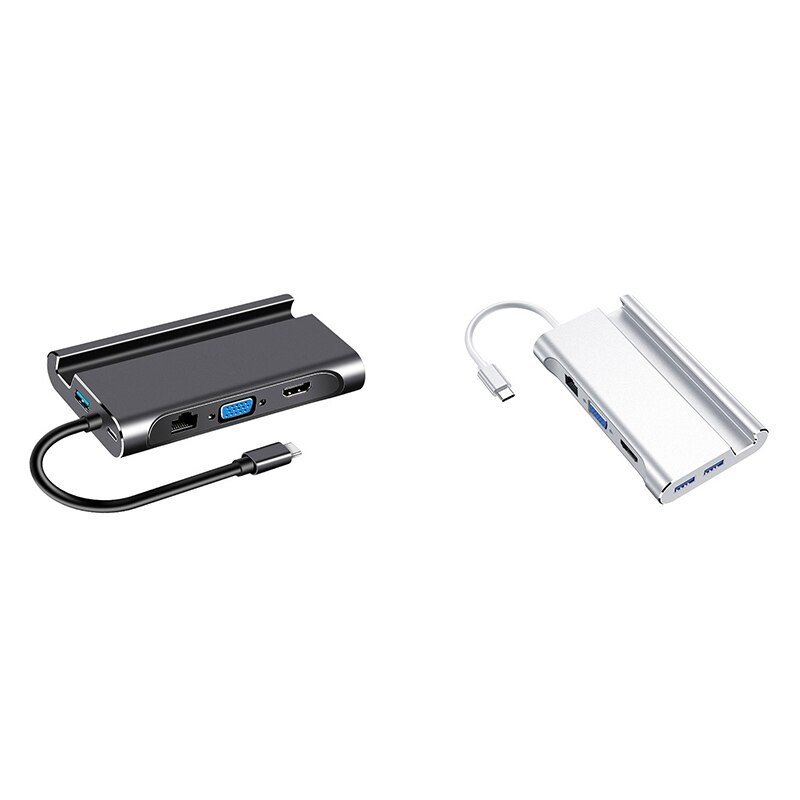 7 In 1 Type C Docking Station Hdmi Usb 3.0 Hdmi Vga RJ45 Pd Usb Hub Adapter Voor Laptop Pro dock Hub