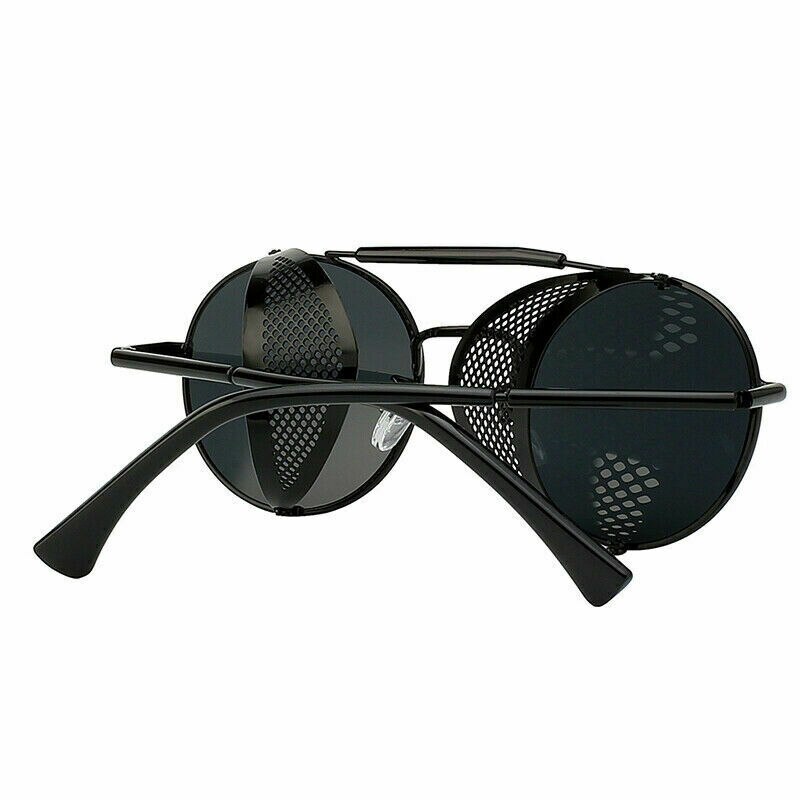Steampunk lentille ronde lunettes de soleil Blinder Cyber bouclier ombre lunettes en métal