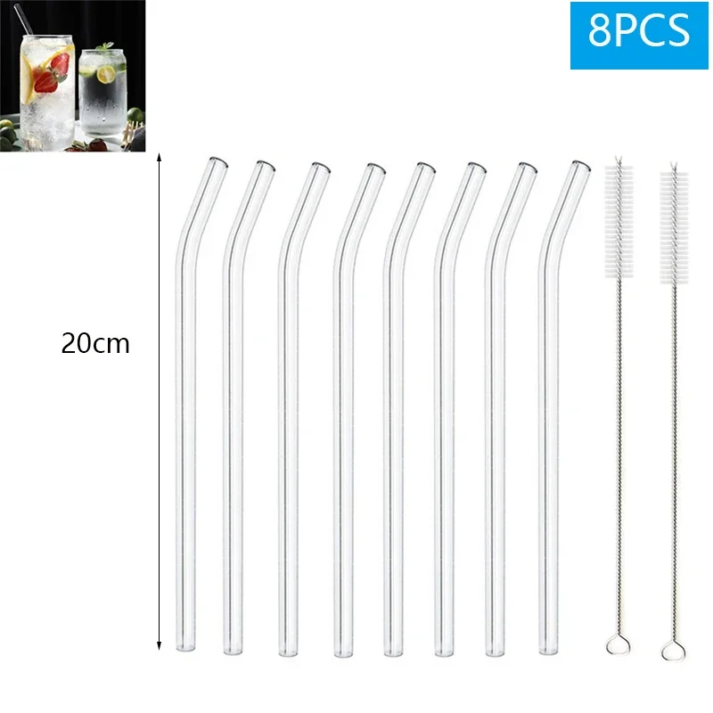 Paille en verre pour Smoothie réutilisable, pailles à boire transparentes pour Smoothie, Milkshakes, paille à boissons , 1 à 10 pièces