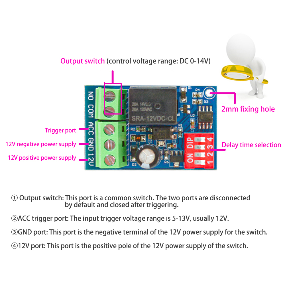 12V Timer Relay On-Off Automotive Digital Delay Relay Electric Delay Timer Switch Cycle Time Delay Module With Casing