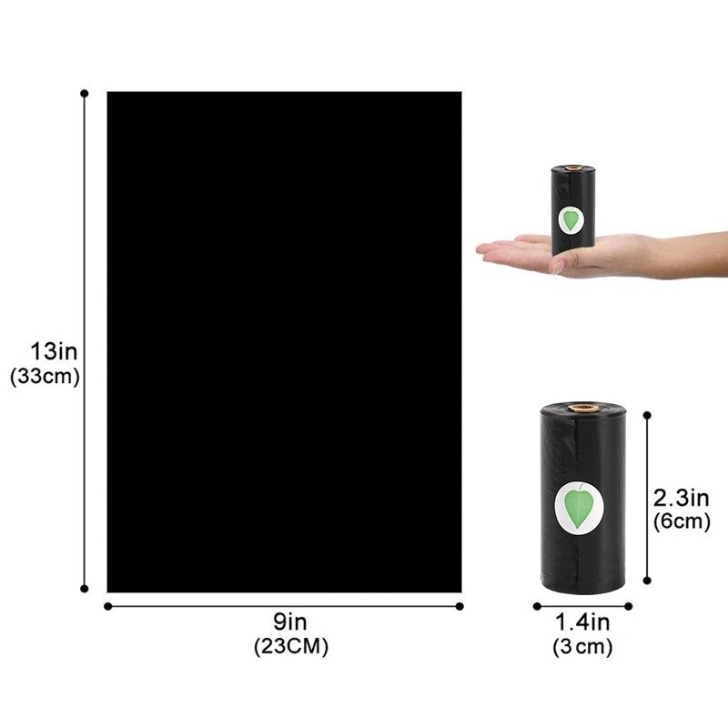 Pet Garbage Bags Corn Starch Biodegradable Dog Poo Bags Can Be Composted To Pick Up Poop Bags: Black Bags-1roll