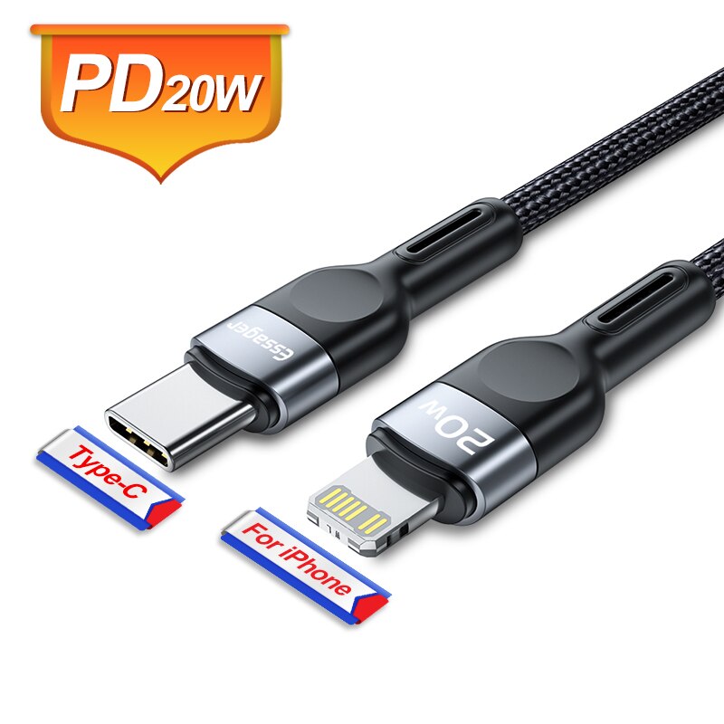 Essager USB C Kabel Für iPhone 12 11 Profi Max Xs PD 20W Schnelle Ladung USB Typ C Für iPhone iPad Ladegerät Daten Kabel Draht Kabel 2M: PD20W grau Schwarz / 1M