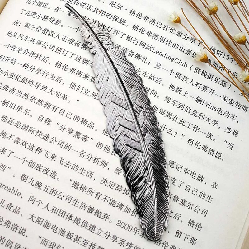 Creatieve Metalen Verzilverd Veer Bladwijzer Chinese Stijl Vintage Pagina Marker Leuk Cool Boek Markers Schoolbenodigdheden: black