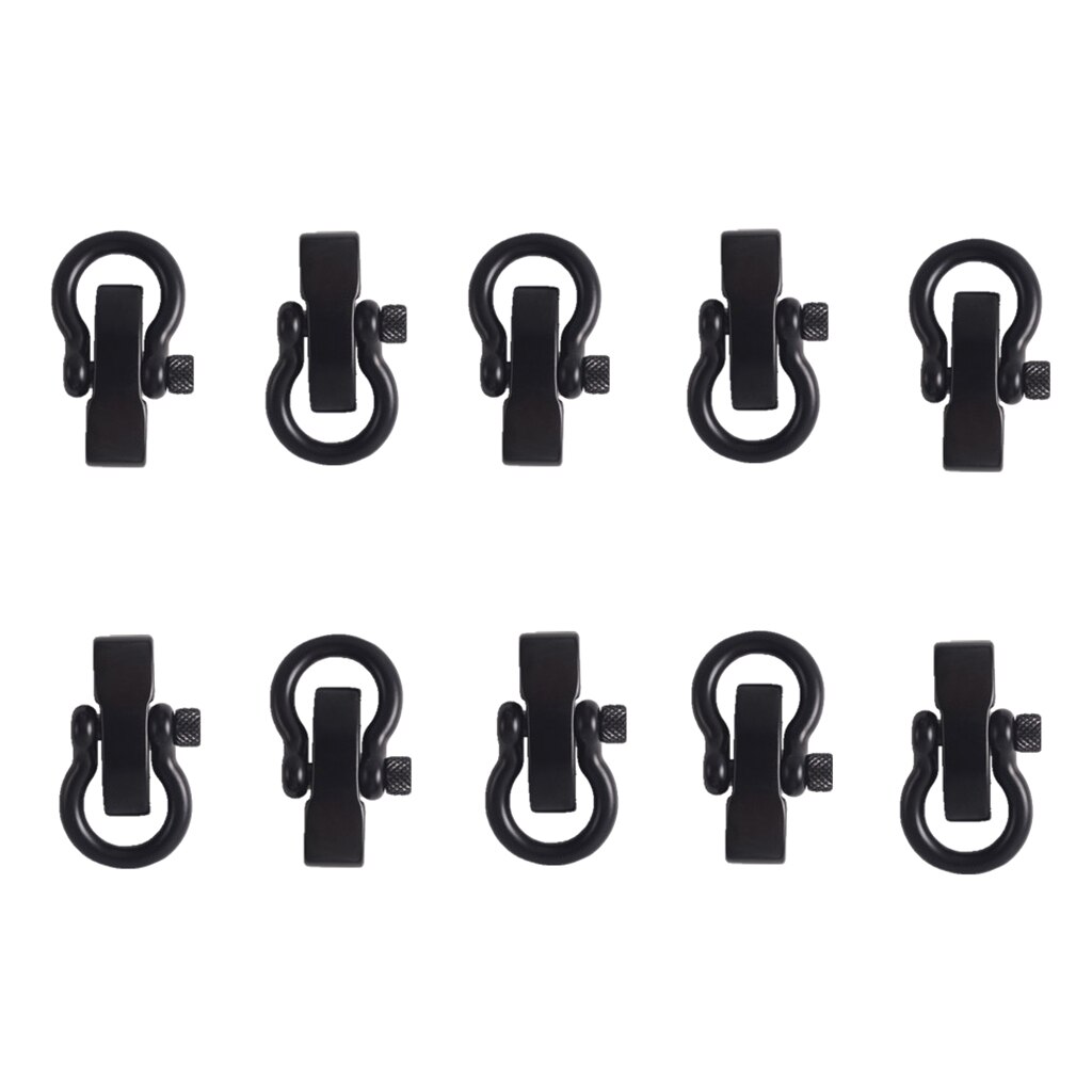 10pcs Adjustable D Shackles Buckle Sets U-Shaped Stainless Steel Shackles for Paracord, Outdoor Rope Survival