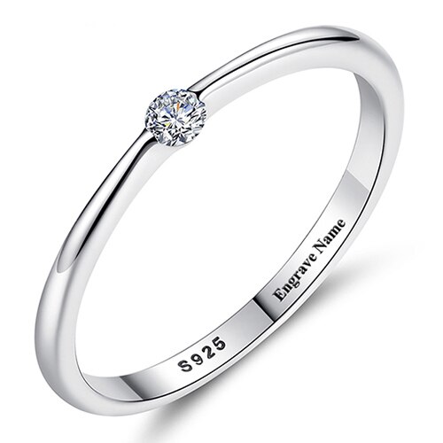 Eleshe Authentieke 925 Sterling Zilveren Ringen Ronde Zirconia Crystal Vinger Ringen Voor Vrouwen Wedding Originele Zilveren Sieraden: 8 / SILVER