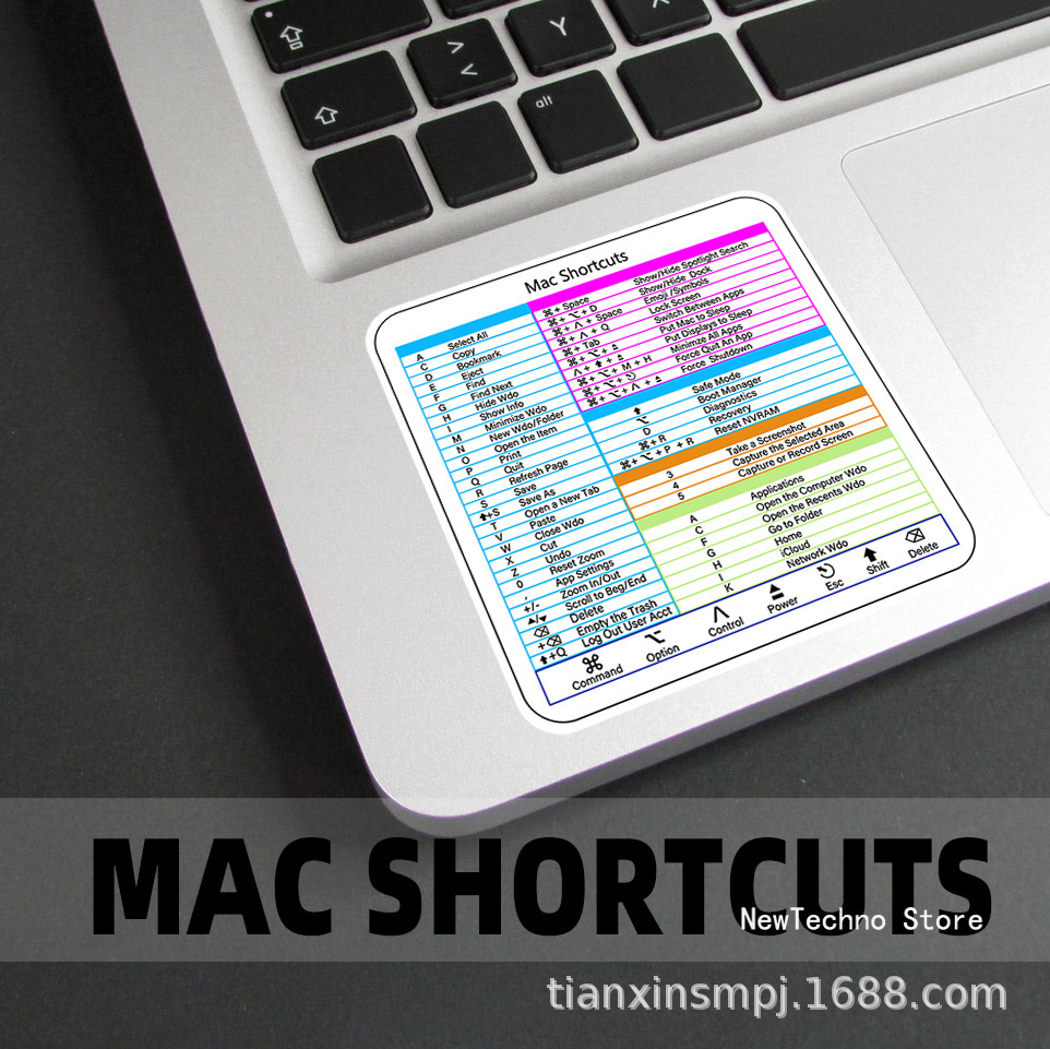 Keyboard Shortcut Stickers for Word Excel Windows/MAC/OS Letter Graphic Laptop Protective Sticker: Red