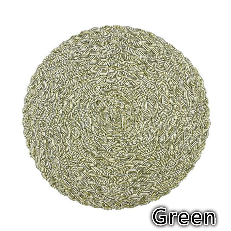 Dining Table Insulation Pad Round Placemat Home Multi-function Table Pad Weaving Western Placemat: Green