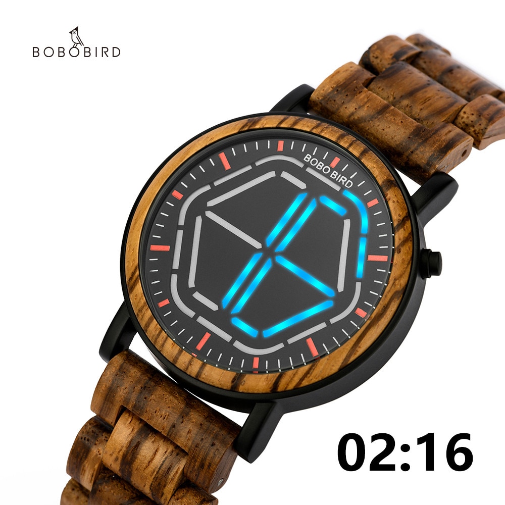 Bobo Vogel Elektronische Heren Horloges Heren Houten Mannelijke Horloge Voor Man Digitale Horloge Led Digitale Horloges Relogio Masculino