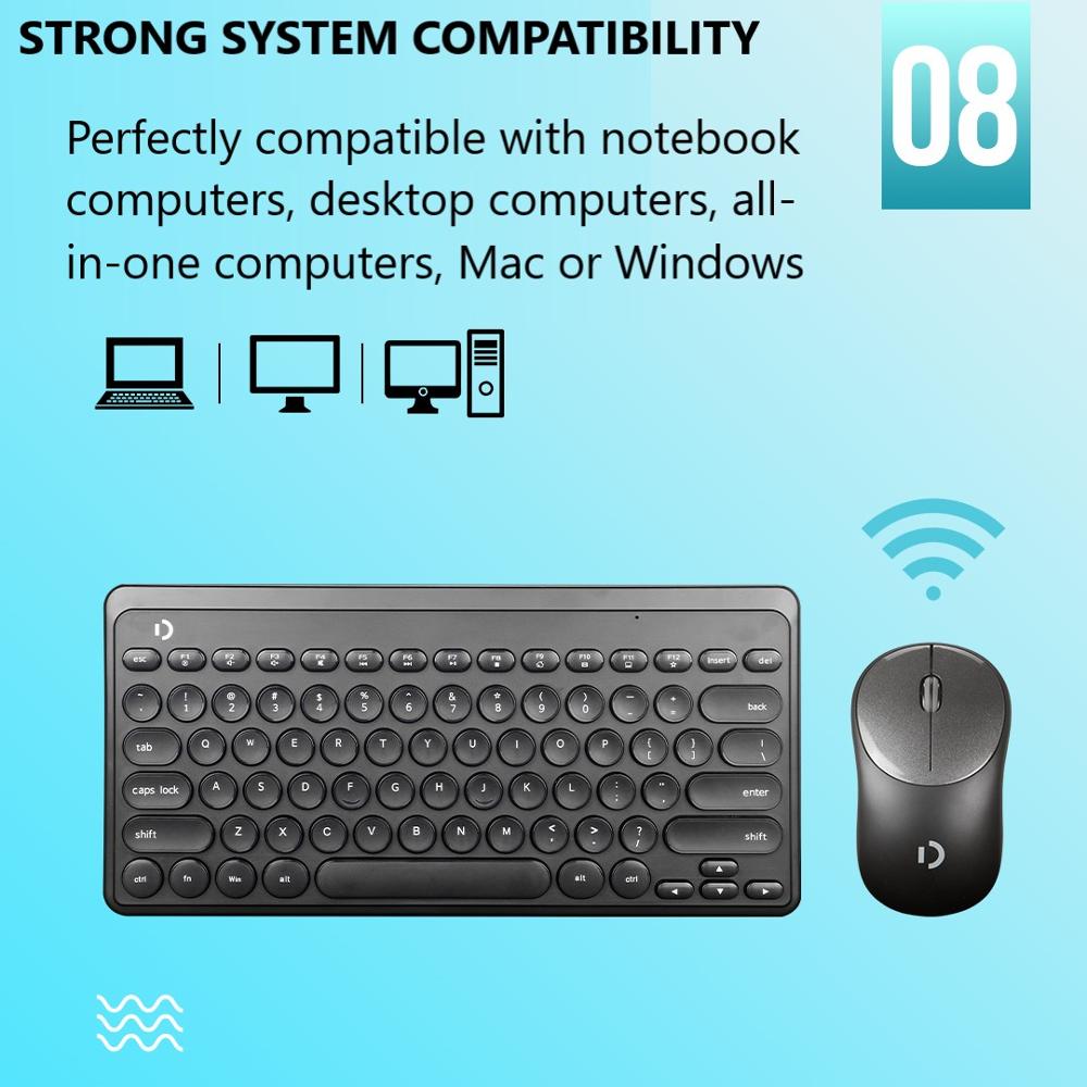 Wireless Keyboard and Mouse Combo Portable Silent Chocolate Key Ultra-Thin Cute Mini Keyboard Mice Set for Office Laptop PC