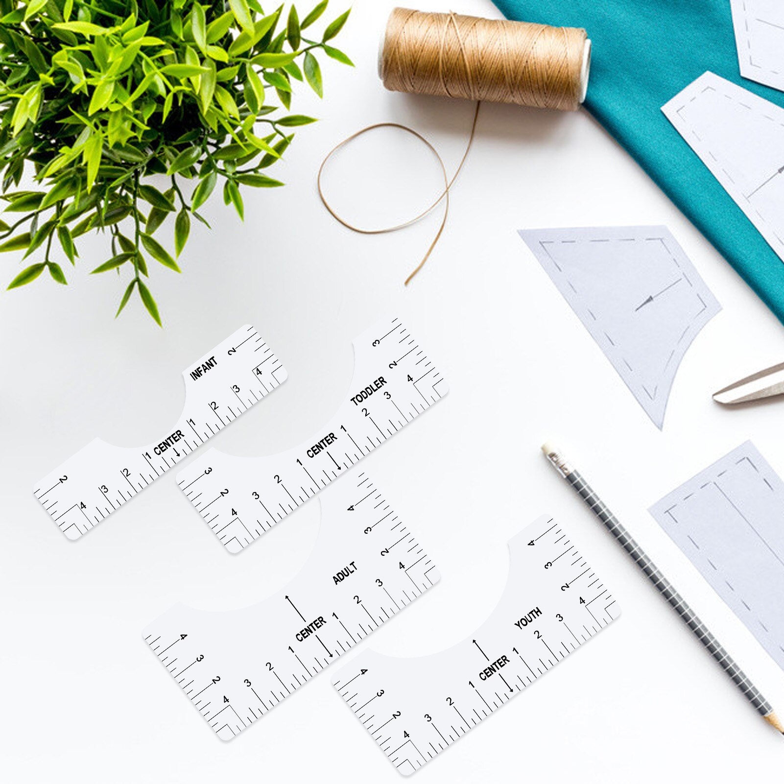 4PCS Alignment Ruler for T-Shirt Vinyl T-Shirt Ruler Guide Alignment Tool Center Designs HTV Standard Alignment Ruler SCIE999