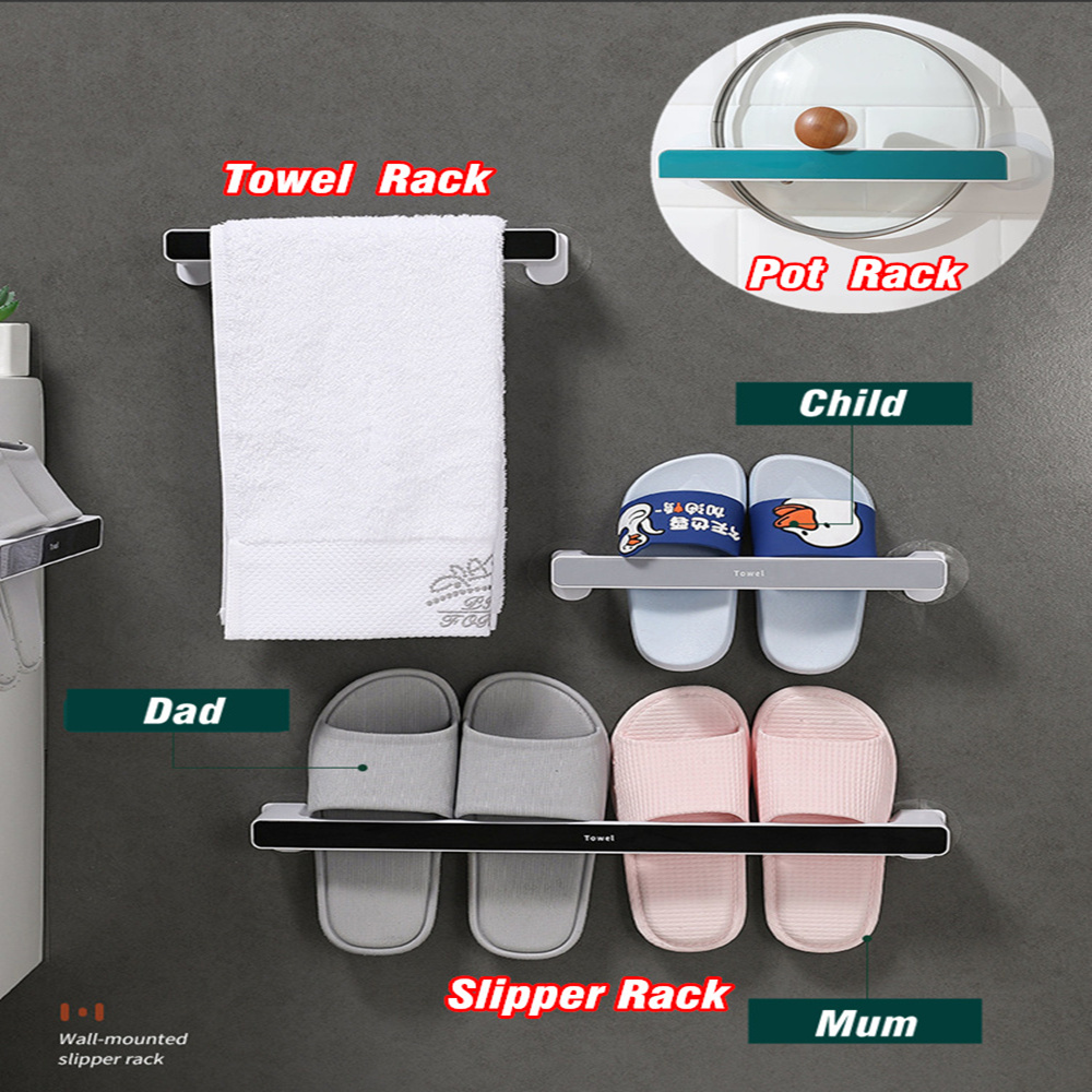 Support de rangement mural pour serviettes de bain, porte-pantoufles, porte-couvercle de Pot de cuisine, porte-serviettes de bain, organisateur de chaussures