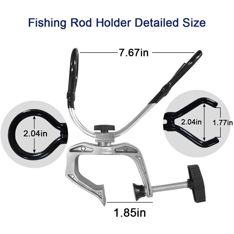 2Pcs Boat Fishing Aluminum Alloy Rod Holder Fishing Pole Dock Holder Adjustable Dual-Use Clamp On Rod Holder For Boat