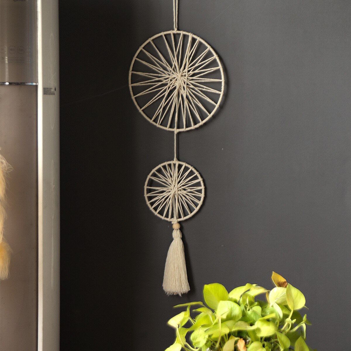 Nowoczesne proste gobelin ręcznie tkane bawełny i lnu makrama okrągłe ściany wiszące tło wystrój elegancki prezent ozdoby