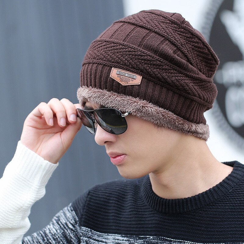 Bonnet et écharpe de ski en cuir pour homme et femme, 2 pièces, en tricot, et froid, pour l&#39;hiver: 4