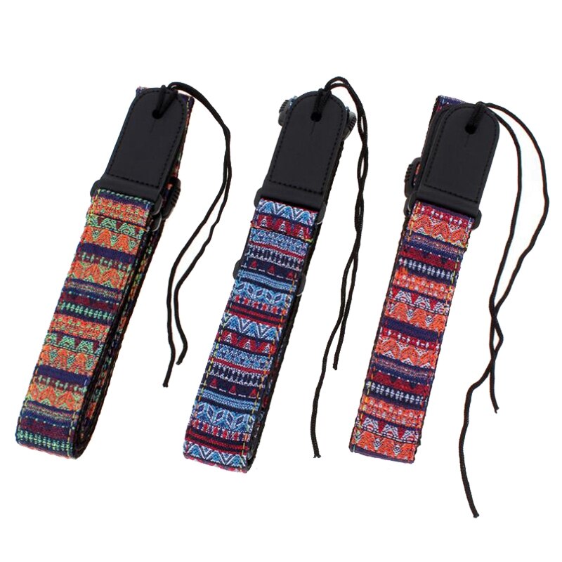 Verstelbare 75-130cm ukelele gitaarband katoenen leren riemgesp met staartnagel