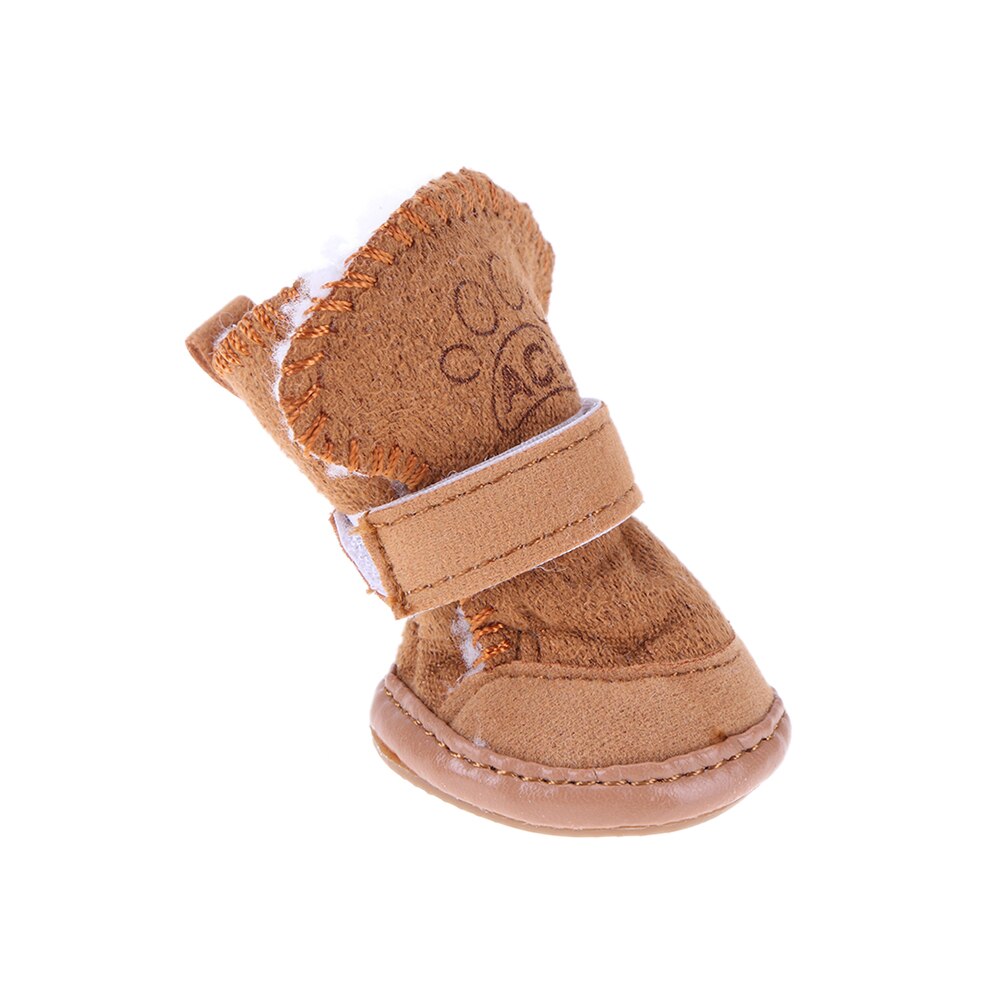Solid Soft Lovely Puppy Shoes Thicken Warm Fleece Pet Shoes Snow Boots Adjustable Strap Pet Socks Pet Accessories