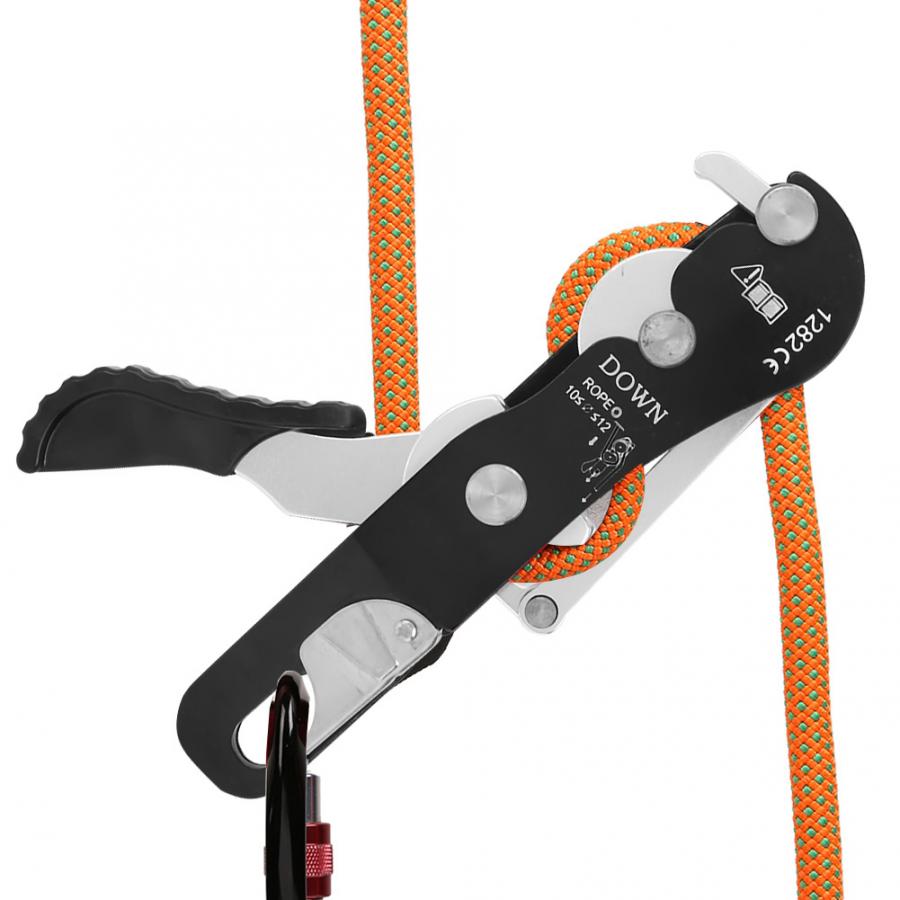 Abrazadera de cuerda para escalada en roca, mosquetón con freno automático, Pinza de agarre, accesorios de escalada, 150kg
