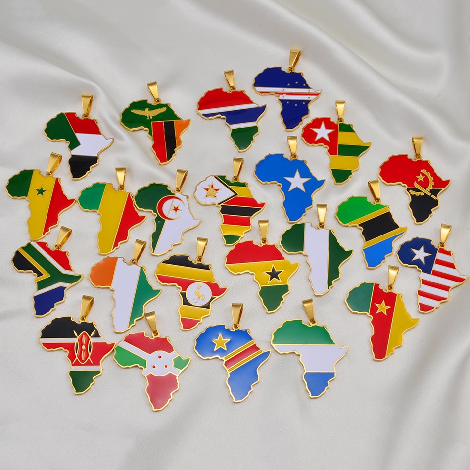 Anniyo Hip-hop mapa afryki naszyjnik biżuteria Ghana Nigeria kongo Sudan Somalia Uganda Zimbabwe Zambia Liberia #207921