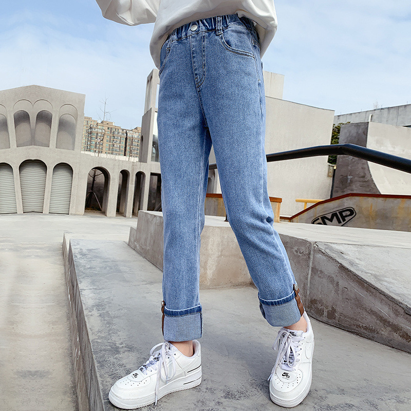 Jean fin en forme de cœur pour filles, pantalon d&#39;été pour enfants de 4, 6, 8, 10, 12, 13 ans