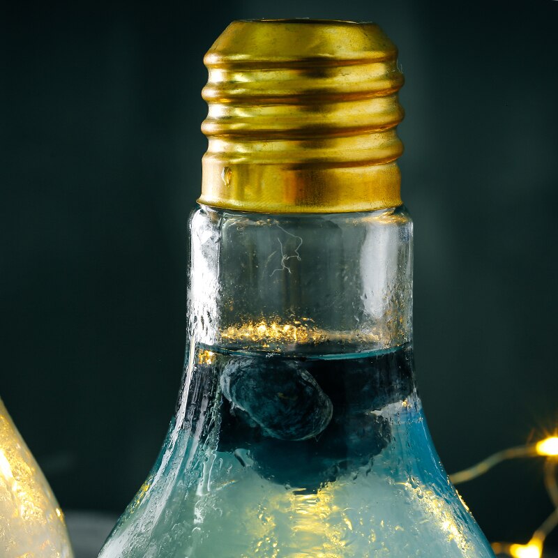 Creativa forma de bombilla de luz para cóctel, zumos, bebidas, botella tubular portátil, bonita copa de vino con personalidad para Bar, Club, en casa