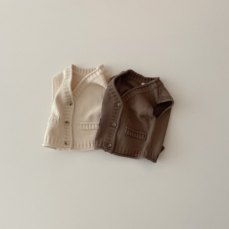 Chaleco de punto para bebé, ropa Simple que combina con todo, suéter para niña de 0 a 3 años, otoño e invierno, 8990