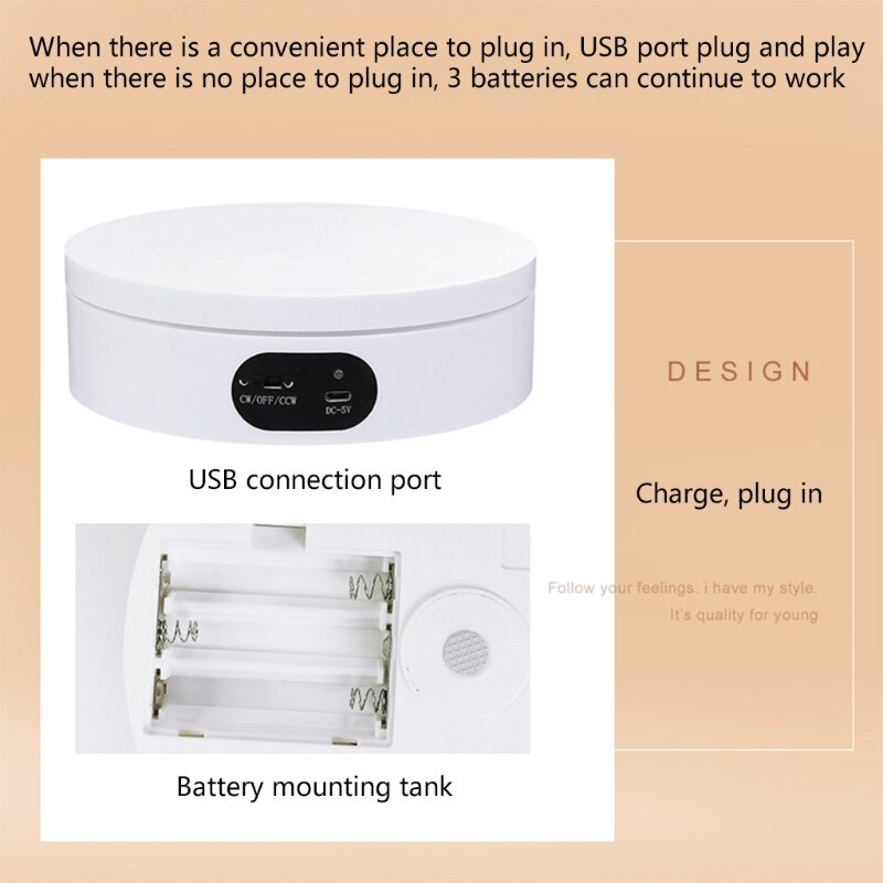 Turntable Display Stand, 360 Degree Electric Motorized Rotating Turntable for Photography, Video Shooting Props, Jewelry, Watch