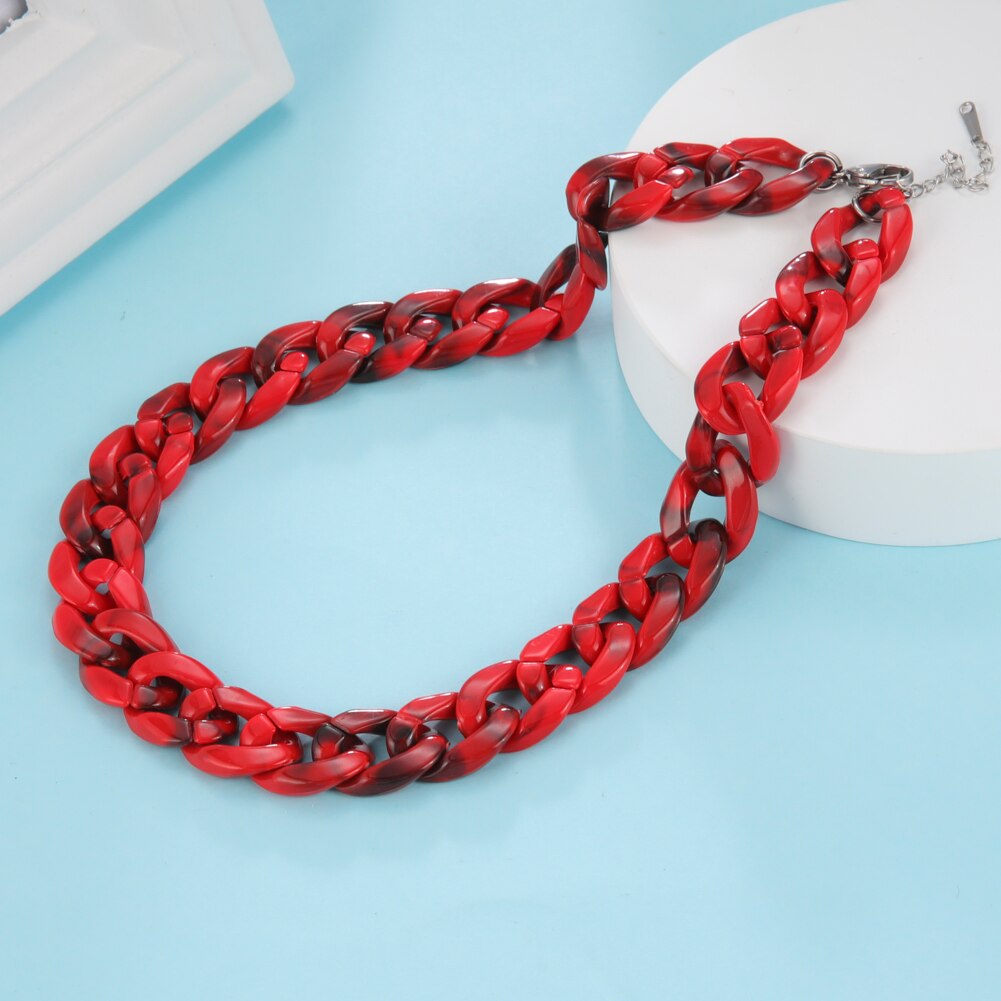 Skyrim Boho Women&#39;s Neck Chain Black Acrylic Choker Necklaces for Girls Korean Party Jewelry Valentine&#39;s Day: Dark Red