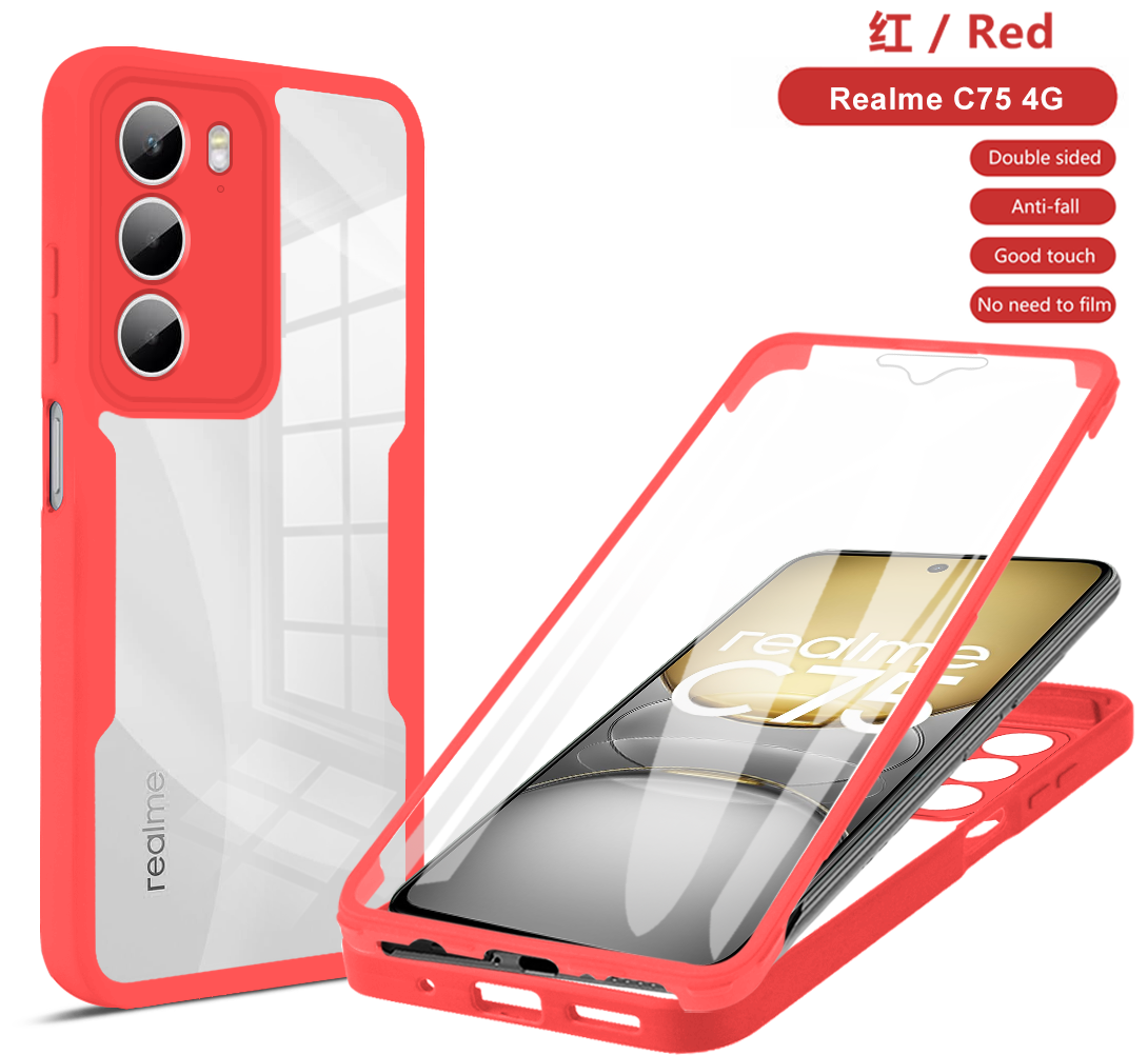 etui na Realme C75 4G, pełna ochrona 360, przezroczyste etui na telefon Realme C75 C 75 RealmeC75 z silikonowym bumperem: Niebieski