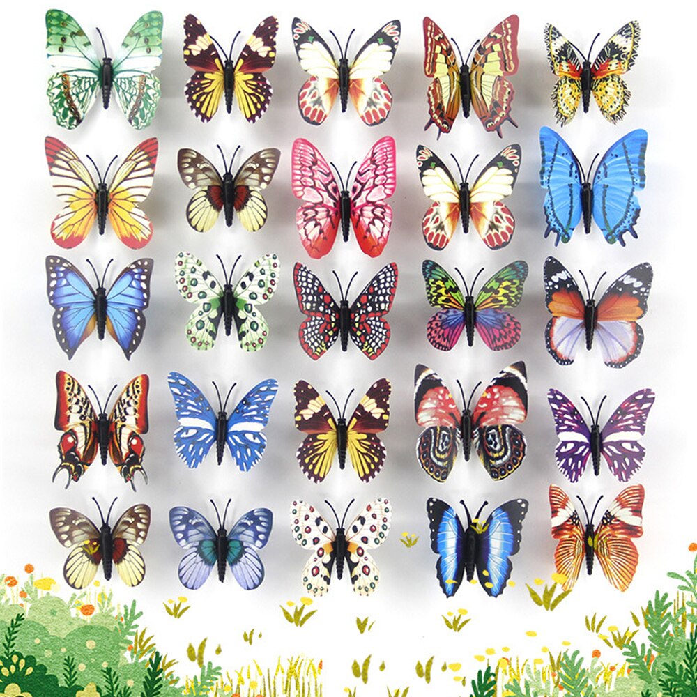 25 Stuks Vlinders Tuin Yard Planter Kleurrijke Grillige Glow Bij Nacht Vlinder Stakes Outdoor Decor Bloempotten Decoratie