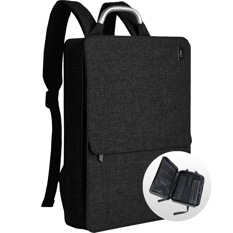 CAI Impermeabile 14 da 15.6 pollici Del Computer Portatile Zaino Uomini/Donne di lusso Sottile Sacchetto di Scuola zaino Da Viaggio di Affari di Stile di Modo bookbag: 7345 Black Gray