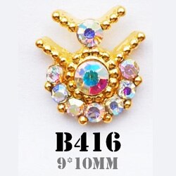 10 stk 3d legeret neglekunst tilbehør skinnende krystal guld negle smykker topniveau negle skønhed charms: B416