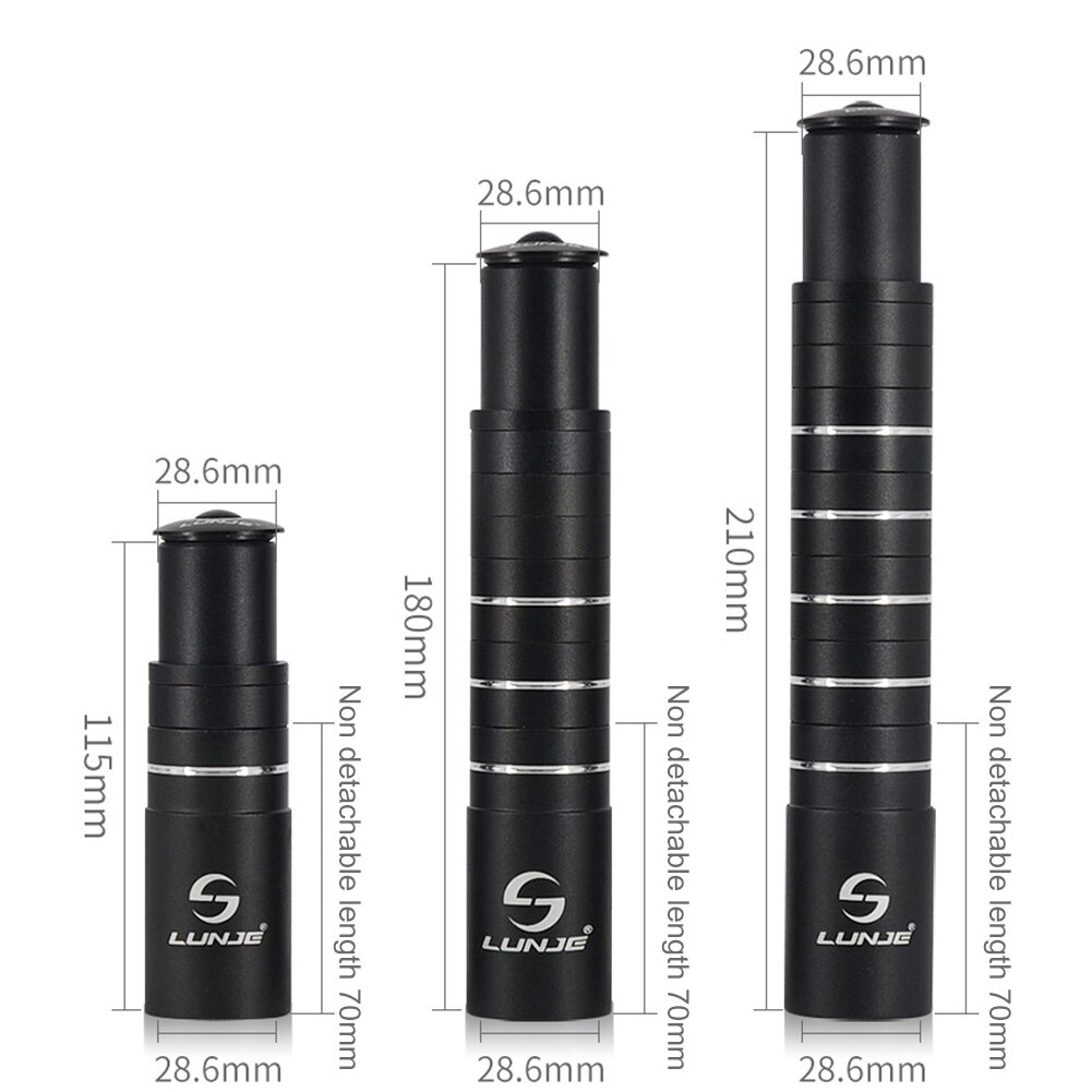 115/180/210mm cyklar gaffelförlängare förlängning styrstam stigare rise up svart cykel adapter hållbara mtb mountain cycling delar